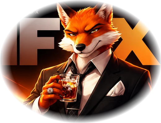 Elegant orange fox in a black suit